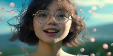 眼镜女友拍照表情可爱吗？