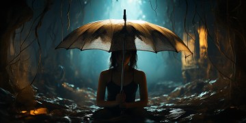 女友蹲在伞下，这背后究竟藏着什么深意？