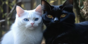 AI写实模型能否精准描绘白猫与黑猫的不同特征？