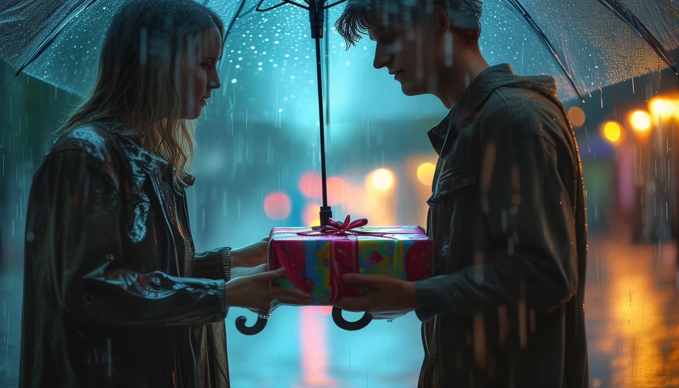 女人冒雨送男友什么礼物？