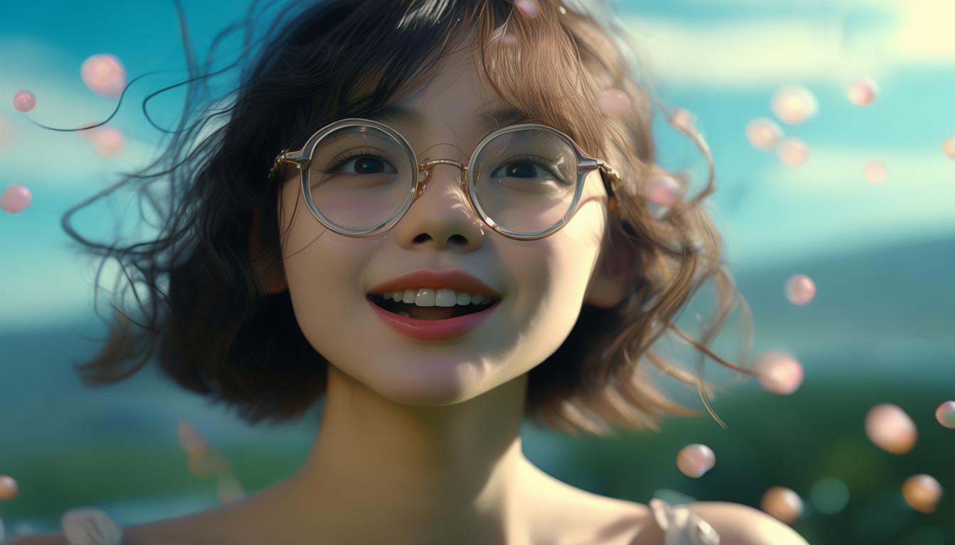 眼镜女友拍照表情可爱吗？