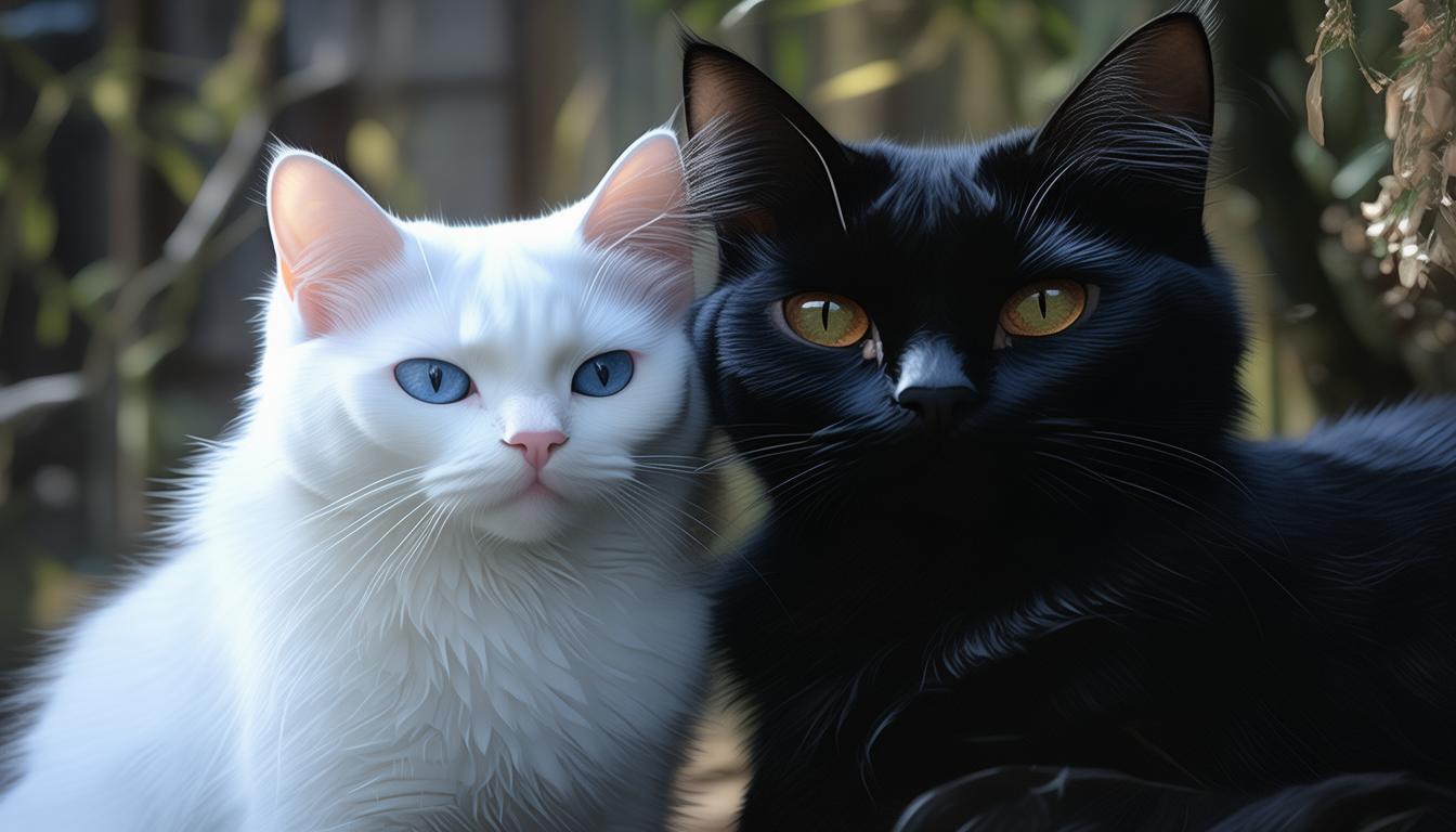AI写实模型能否精准描绘白猫与黑猫的不同特征？