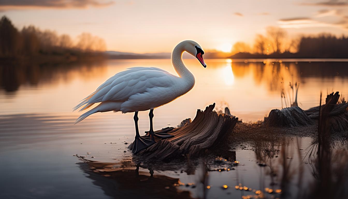 天鹅树桩在达赉湖畔，是否奏响了一曲自然之歌？